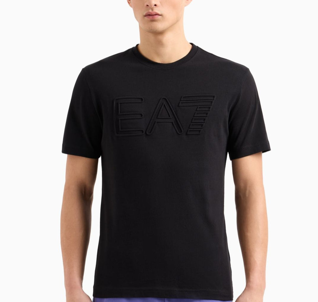 T-SHIRT ARMANI LOGO CENTRALE IN GOMMA NERO