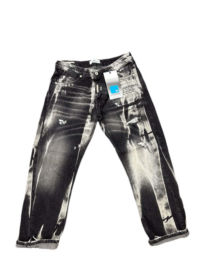 JEANS CIANOTIC UOMO BAGGY CON SFUMATURA GRIGIA E BOTTONI
