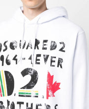 Carica l'immagine nel visualizzatore di Gallery, FELPA DSQUARED BAMBINO COTONE CON CAPPUCCIO E SCRITTA CENTRALE NERO SBIADITA