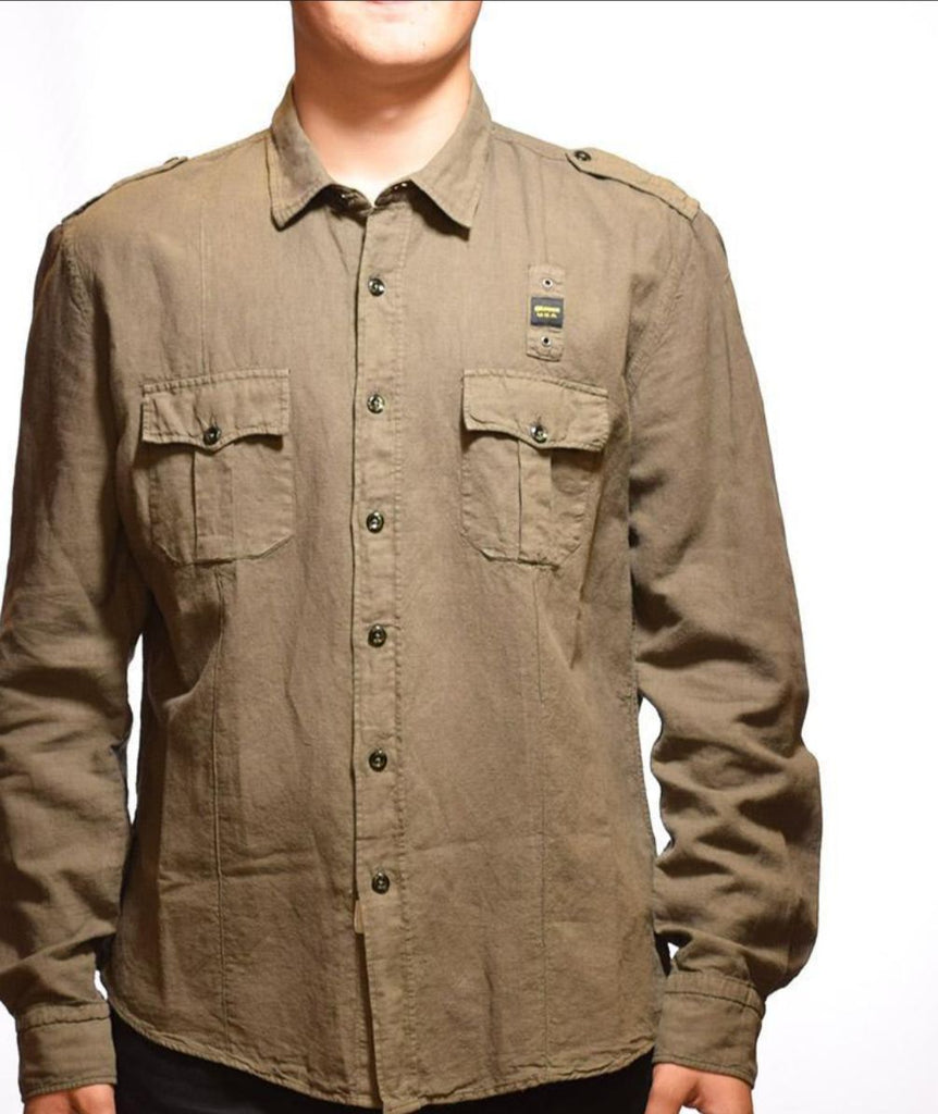 CAMICIA BLAUER LINO CON TASCHE