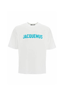 T-SHIRT JACQUEMUS SCRITTA CENTRALE GRANDE CELESTE