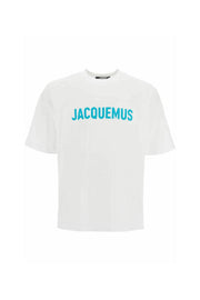 T-SHIRT JACQUEMUS SCRITTA CENTRALE GRANDE CELESTE