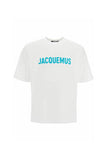T-SHIRT JACQUEMUS SCRITTA CENTRALE GRANDE CELESTE