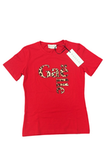 Carica l'immagine nel visualizzatore di Gallery, T-SHIRT GAELLE SCRITTA TRASVERSALE LEOPARDATA