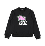 FELPA DSQUARED BAMBINO GARZATA  GIROCOLLO SQUALO CENTRALE COLORATO