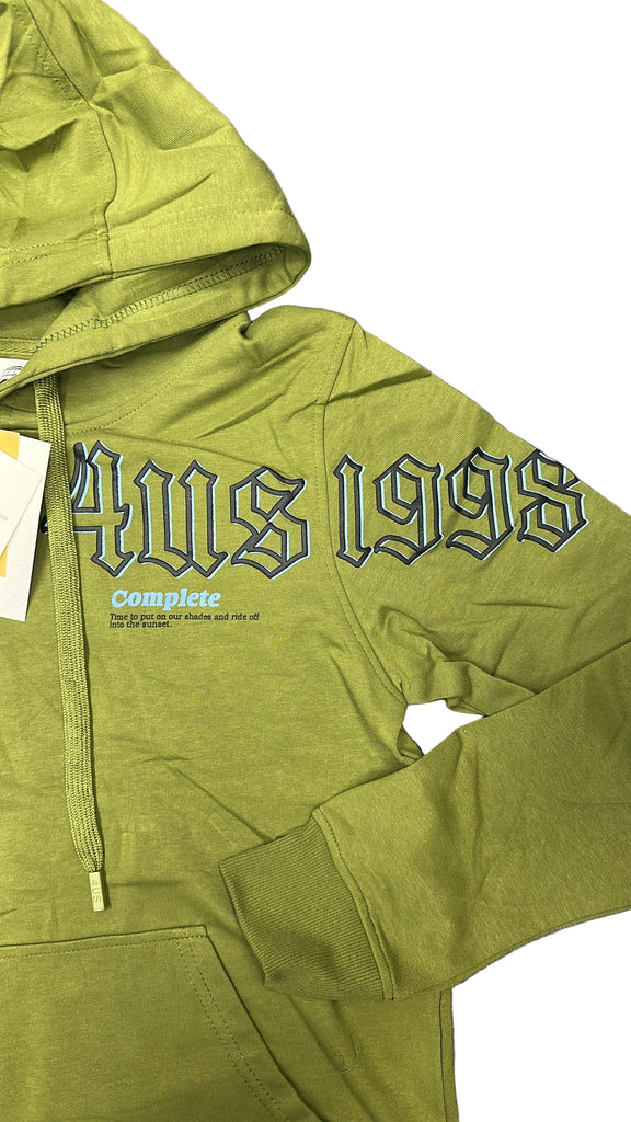 FELPA PACIOTTI UNISEX COTONE  CON CAPPUCCIO E SCRIITA DAL PETTO ALLA MANICA STAMPATA