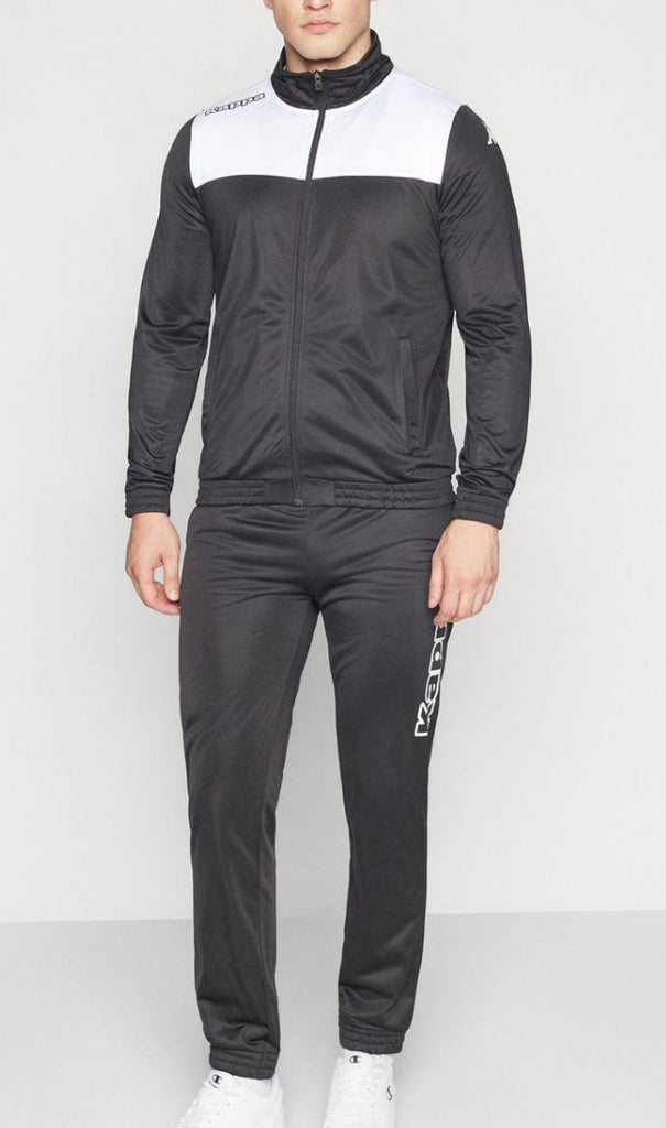 TUTA COMPLETA KAPPA UOMO ACETATA  BICOLOR BIANCO/NERO