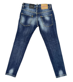 JEANS DSQUARED TARGHETTA RETRO CON SCRITTA ROSSA