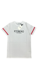 Carica l'immagine nel visualizzatore di Gallery, T-SHIRT ICEBERG CON RIGA ROSSA MANICA E RETRO DECORATO