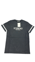 Carica l'immagine nel visualizzatore di Gallery, T-SHIRT ICEBERG CON RIGA BIANCO MANICA E RETRO DECORATO