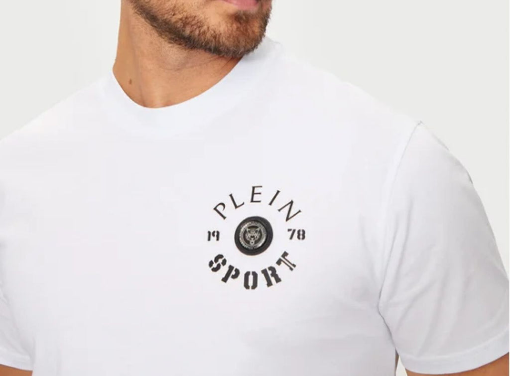 T-SHIRT PLEIN SPORT UOMO COTONE LOGO SOLE LATO CUORE