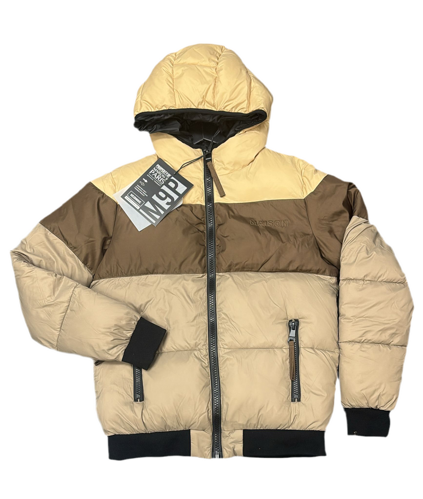 GIUBBINO MAISON PARIS UOMO PIUMINO CON BANDE A VARIE TONALITA' DI BEIGE