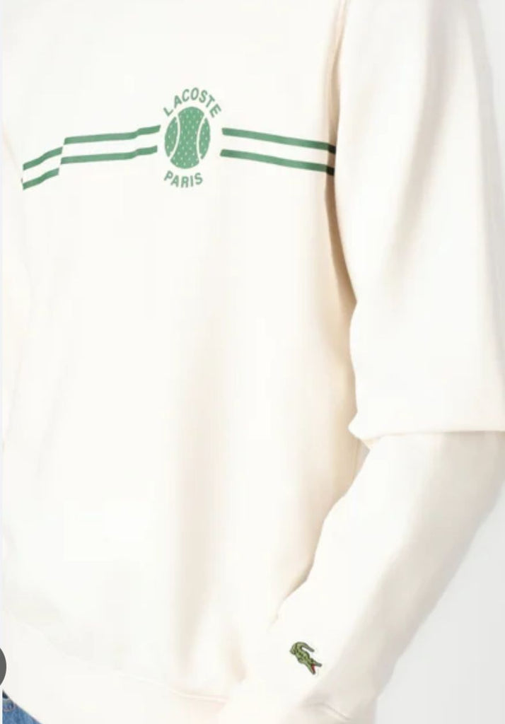 FELPA LACOSTE UNISEX COTONE CON LOGO LATO CUORE VERDE