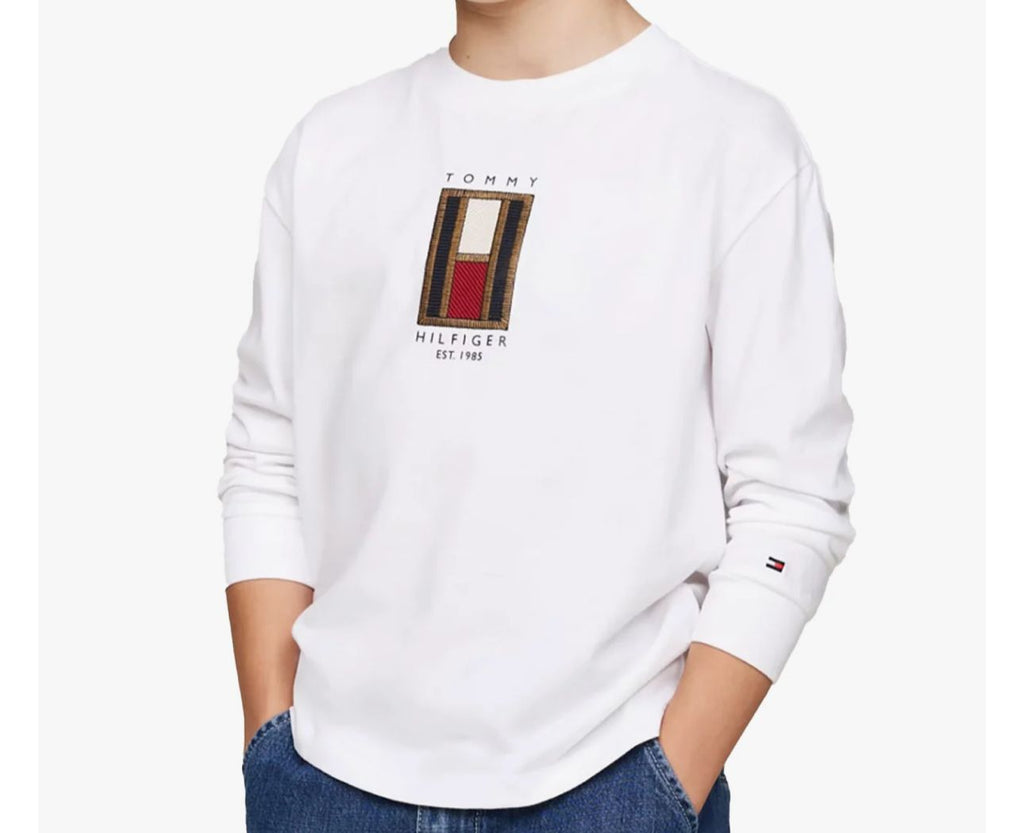 FELPA TOMMY HILFIGER UOMO GARZATA LOGO CENTRALE RICAMATO