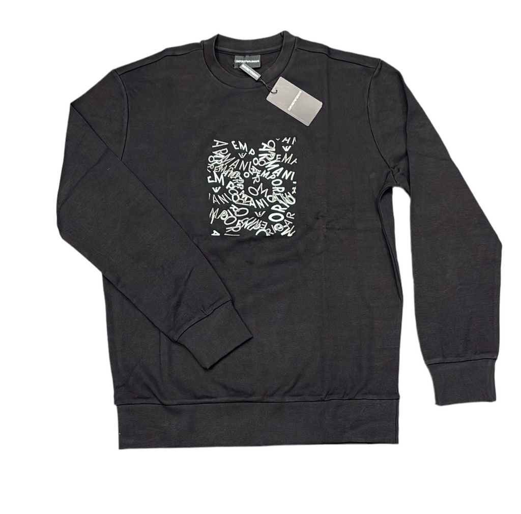 FELPA ARMANI UOMO COTONE SCRITTA CENTRALE MULTISCRITTA