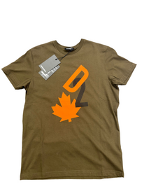 T-SHIRT DSQUARED FOGLIA E INIZIALI LATO CUORE ARANCIONE