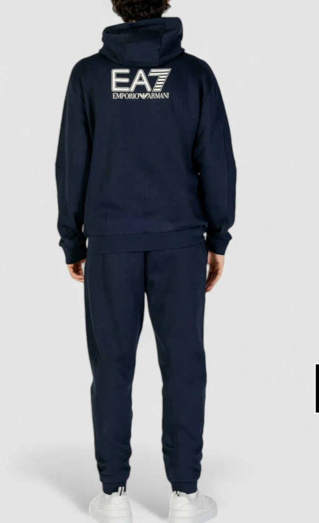 TUTA COMPLETA EA7 UOMO FELPATA LOGO PICCOLO LATO CUORE E CAPPUCCIO
