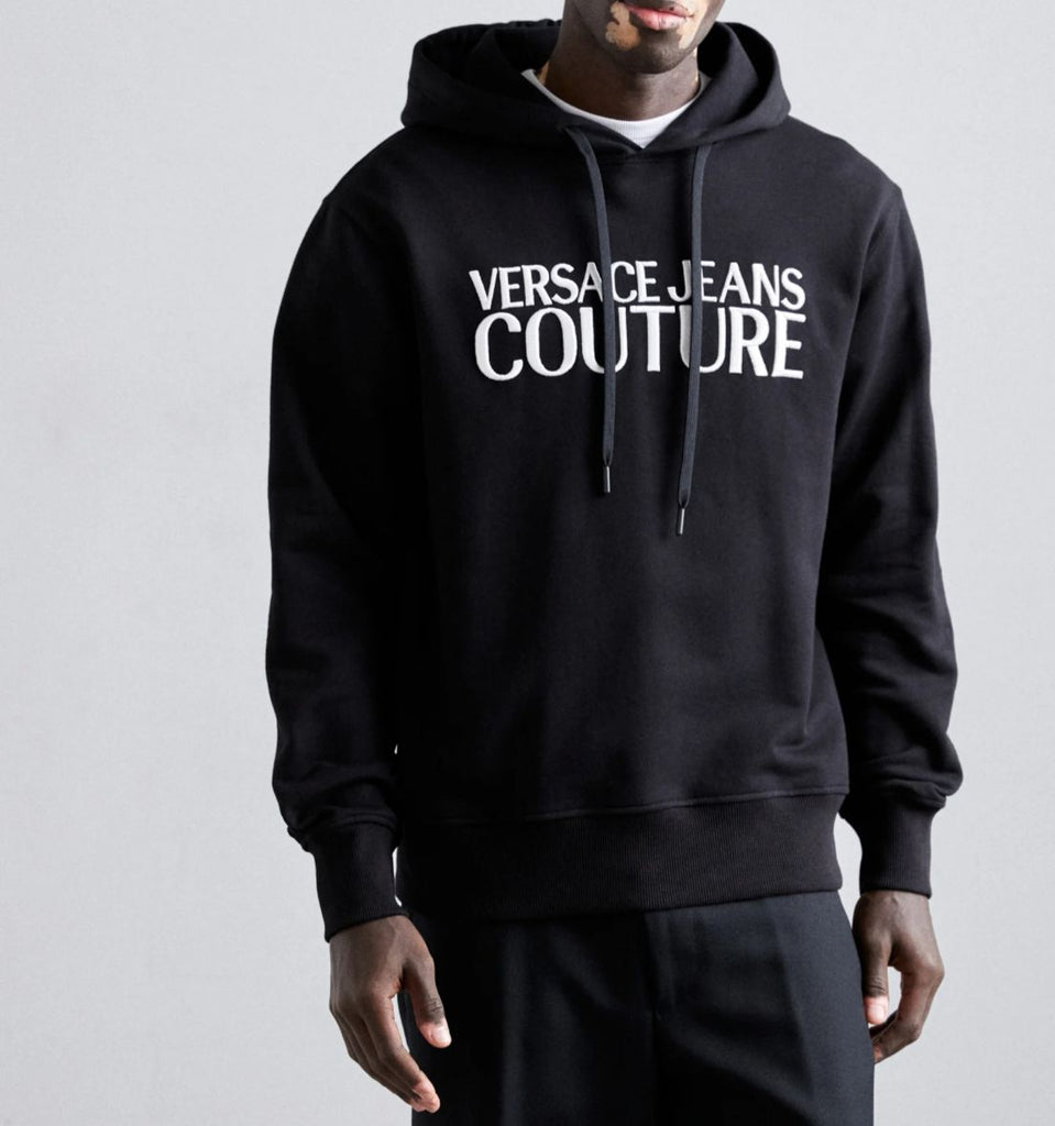 FELPA VERSACE LOGO CENTRALE CUCITO IN RILIEVO BIANCO