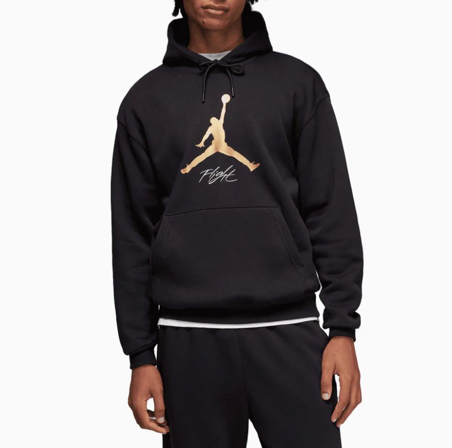 TUTA COMPLETA JORDAN UOMO FELPATA  LOGO CENTRALE ORO CON FIRMA