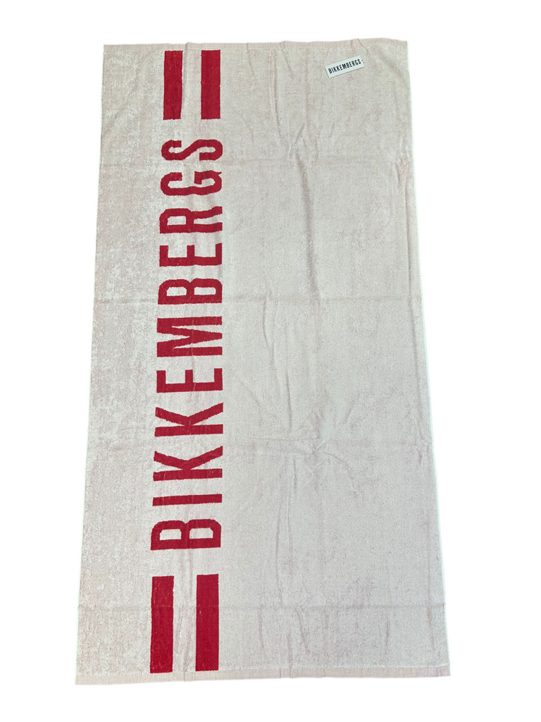TELO MARE BIKKEMBERGS CON SCRITTA ROSSA