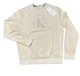 FELPA CALVIN KLEIN UOMO GARZATA GIROCOLLO CON SCRITTA CENTRALE ARGENTO