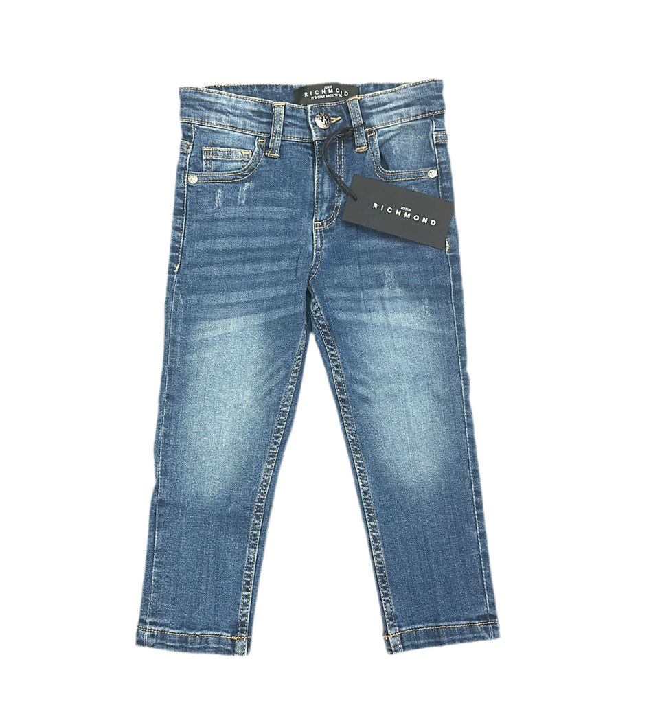 JEANS RICHMOND BIMBO DENIM TARGHETTA CUOIO NERO RETRO