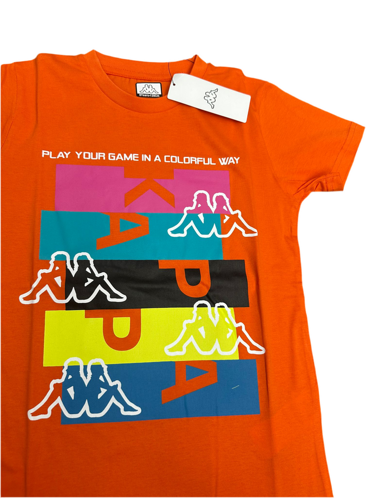 COMPLETINO KAPPA CON LOGO CENTRALE COLORATO STAMPATO