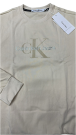 FELPA CALVIN KLEIN UOMO GARZATA GIROCOLLO CON SCRITTA CENTRALE ARGENTO