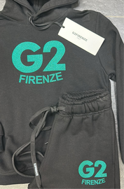 TUTA COMPLETA G2FIRENZE BIMBA SCRITTA STAMPATA GLITTERATA VERDE