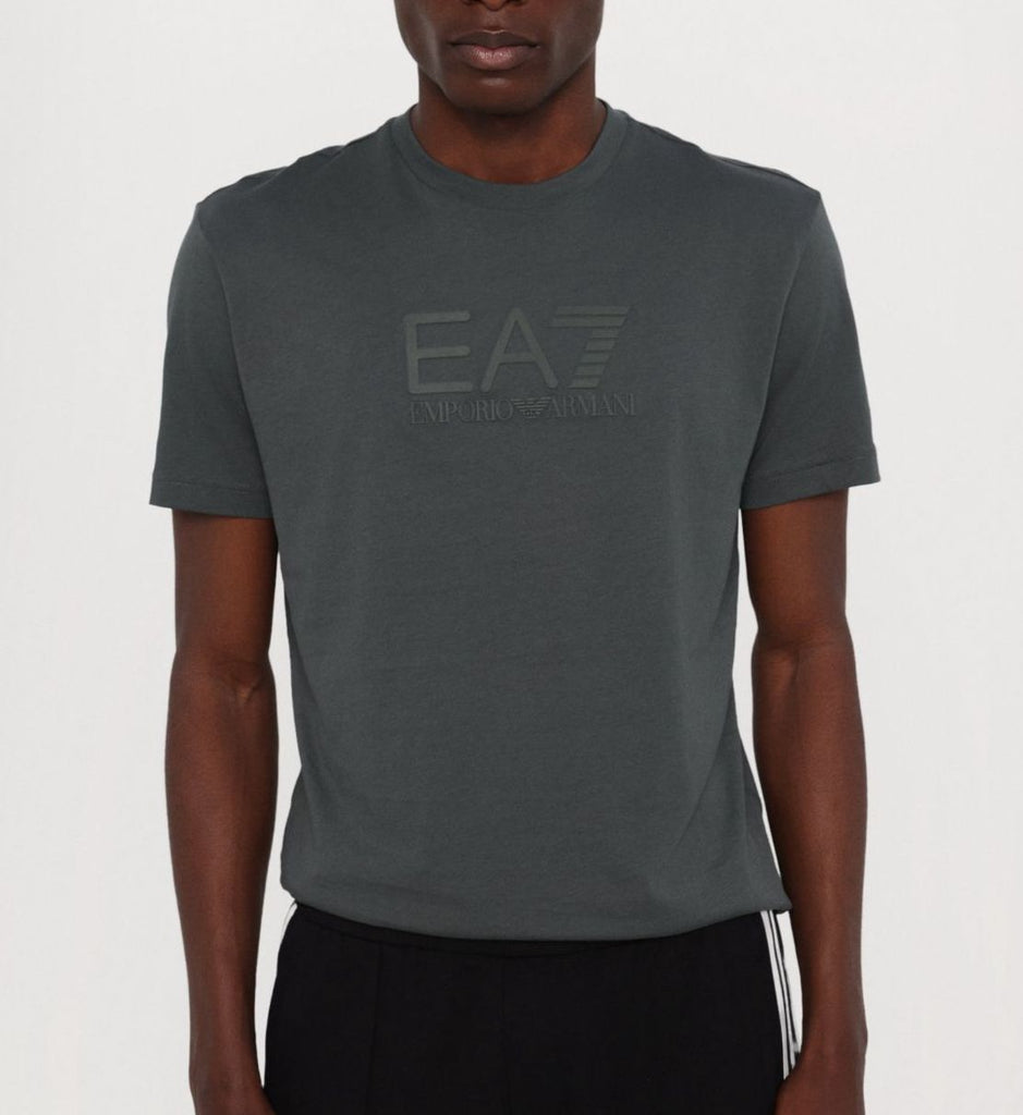 T-SHIRT ARMANI SCRITTA ECNTRALE RIALZATA GOMMA