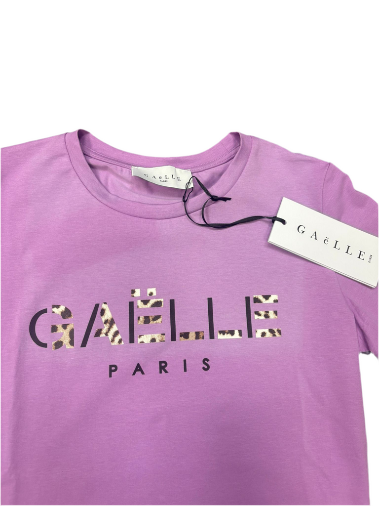 T-SHIRT GAELLE SCRITTA STAMPATELLO LEOPARDATO