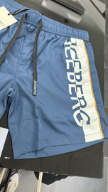 COSTUME ICEBERG CON LOGO GAMBA VERTICALE CON STRISCIA BIANCO E GIALLO