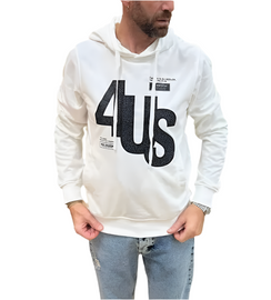 FELPA PACIOTTI UNISEX COTONE CON CAPPUCCIO E SIGLA 4US CENTRALE GRANDE STILE MURO