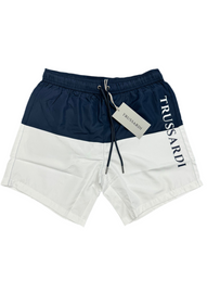 COSTUME TRUSSARDI BICOLOR BIANCO-BLU SCRITTA VERTICALE