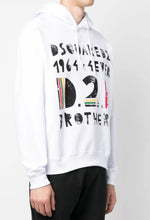 Carica l'immagine nel visualizzatore di Gallery, FELPA DSQUARED BAMBINO COTONE CON CAPPUCCIO E SCRITTA CENTRALE NERO SBIADITA