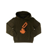 FELPA DSQUARED BAMBINO GARZATA CON CAPPUCCIO STEMMA CENTRALE ARANCIONE