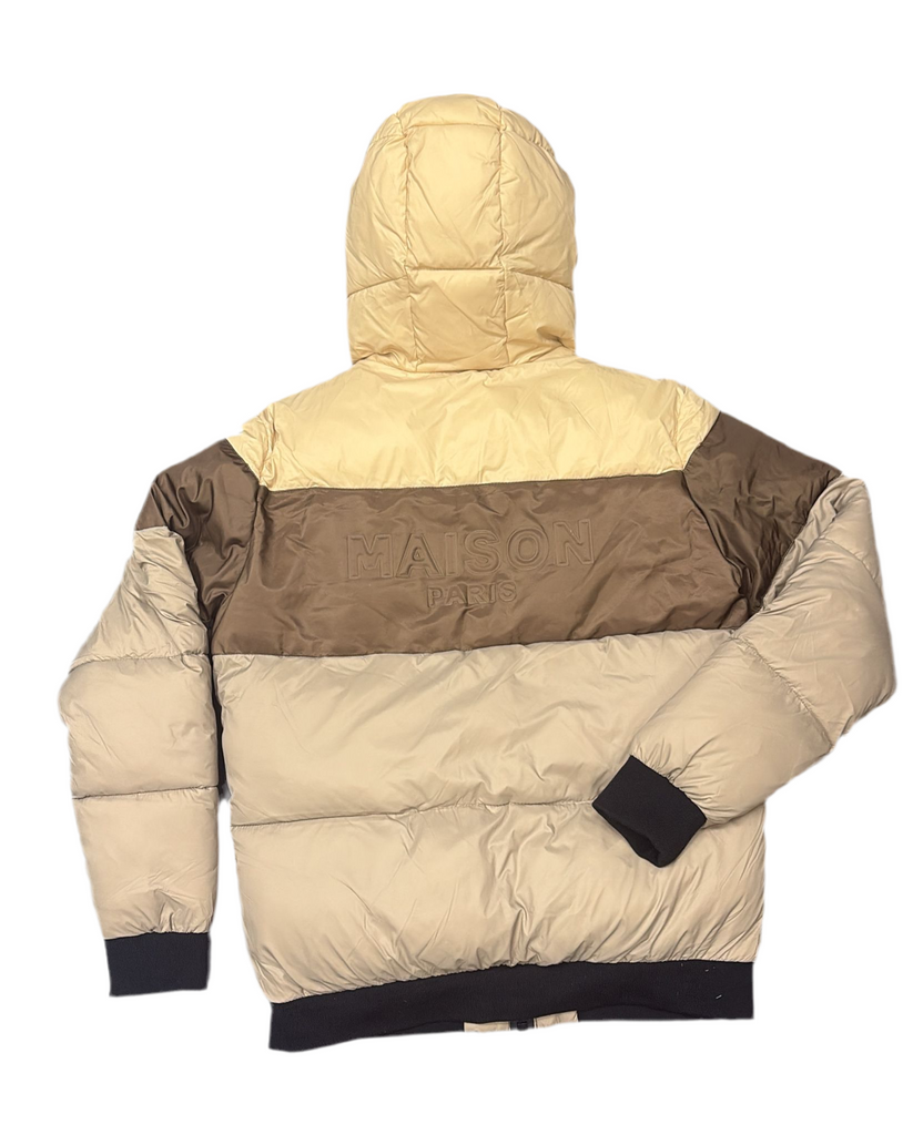 GIUBBINO MAISON PARIS UOMO PIUMINO CON BANDE A VARIE TONALITA' DI BEIGE