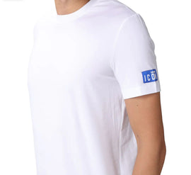 T-SHIRT DSQUARED ICON LOGO BLU MANICA