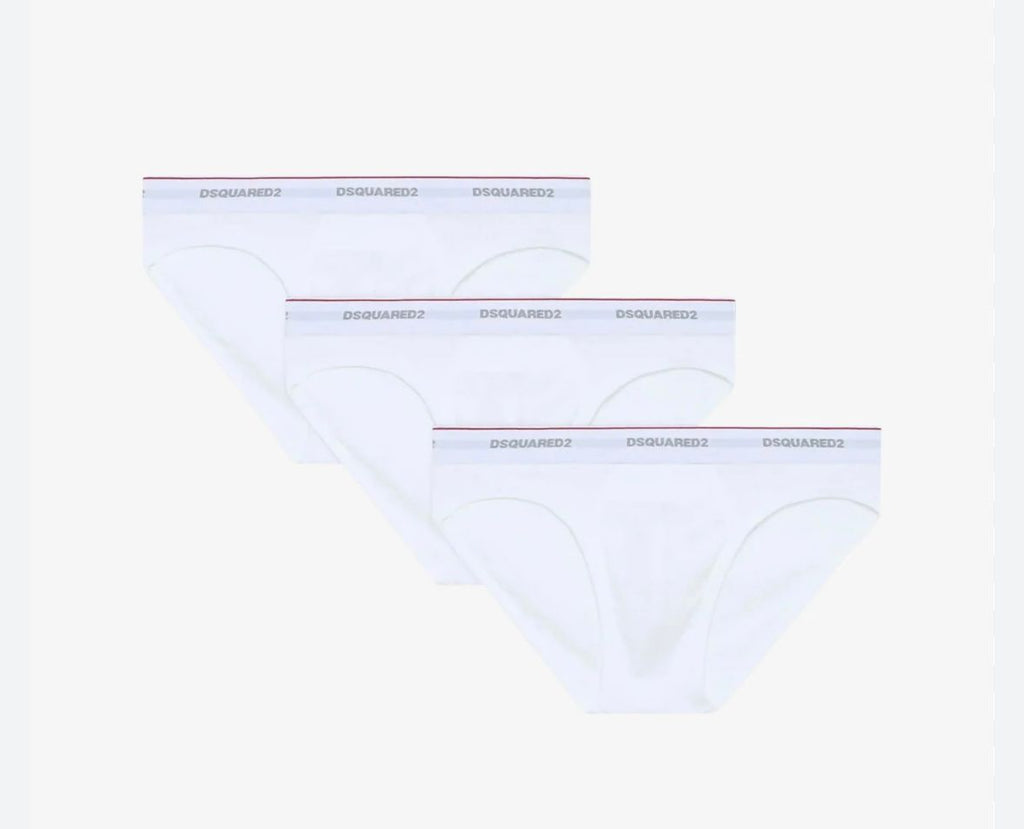 SLIP DSQUARED UOMO COTONE CON MOLLA E SCRITTA PICCOLA  BRIF TRIPACK