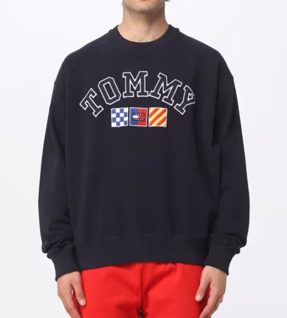 FELPA TOMMY BASIC LOGO E SCRITTA GRANDE CENTRALE