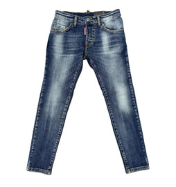 JEANS DSQUARED TARGHETTA RETRO CON SCRITTA ROSSA