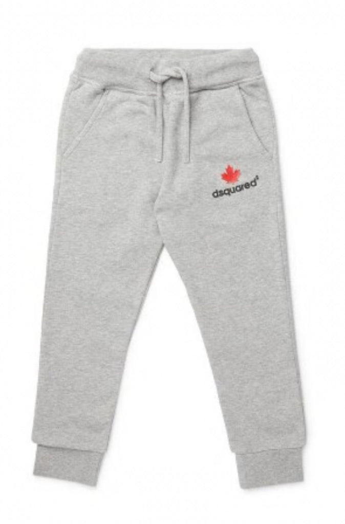 PANTALONE DSQUARED BIMBO GARZATO LOGO PICCOLO LATERALE CON FOGLIA
