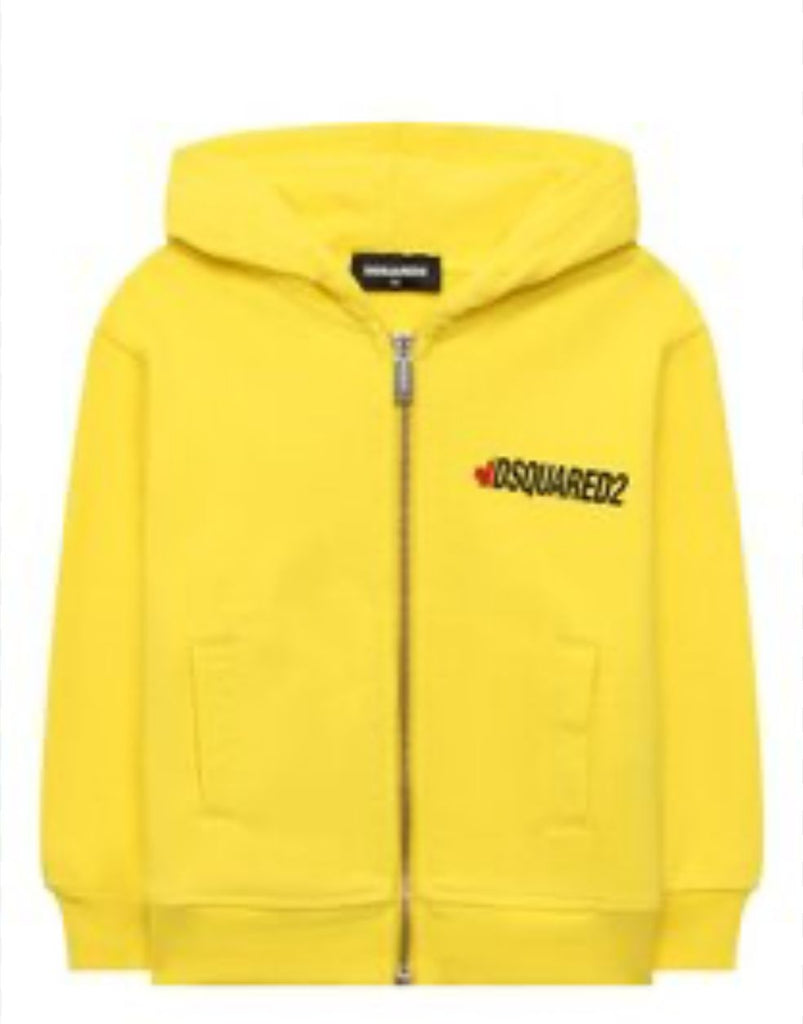 FELPA DSQUARED BAMBINO GARZATA  CON ZIP LOGO CUORE