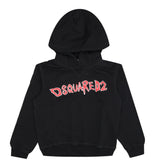 FELPA DSQUARED BAMBINO GARZATA CON CAPPUCCIO SCRITTA ROSSA CENTRALE