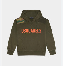 Carica l'immagine nel visualizzatore di Gallery, FELPA DSQUARED CROP BIMBA GARZATA  LOGO CENTRALE ARANCIONE