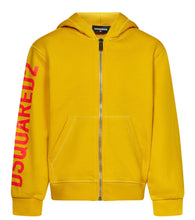 Carica l'immagine nel visualizzatore di Gallery, FELPA DSQUARED BAMBINO GARZATA CON ZIP E CAPPUCCIO LOGO SU MANICA