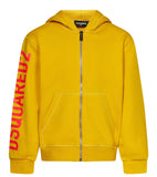 FELPA DSQUARED BAMBINO GARZATA CON ZIP E CAPPUCCIO LOGO SU MANICA