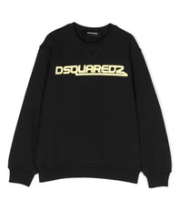 Carica l'immagine nel visualizzatore di Gallery, FELPA DSQUARED BAMBINO  GARZATO BASIC CON LOGO CENTRALE GIALLO