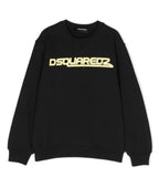 FELPA DSQUARED BAMBINO  GARZATO BASIC CON LOGO CENTRALE GIALLO