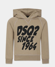 Carica l'immagine nel visualizzatore di Gallery, FELPA DSQUARED BAMBINO GARZATA CON CAPPUCCIO LOGO E SCRITTA CENTRALE
